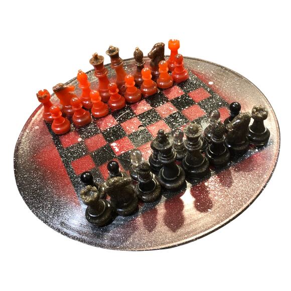 Vinyl Chess Set - Red Galaxy (Resin Pieces) - Picture 1 of 11